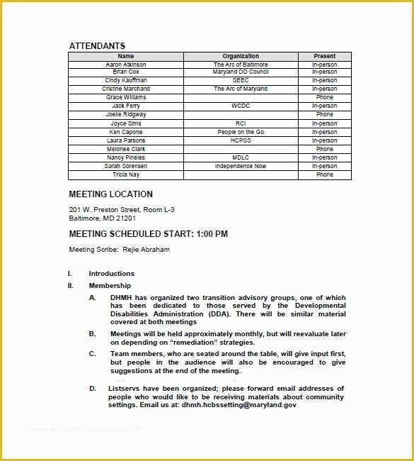 Team Meeting Minutes Template Free Of Team Meeting Minutes Templates 9 Free Sample Example