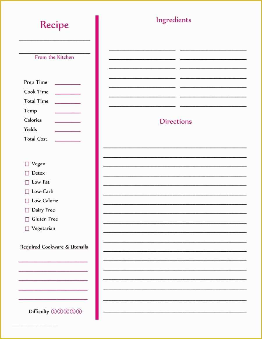 Templates for Pages Free Download Of 44 Perfect Cookbook Templates [ Recipe Book & Recipe Cards]