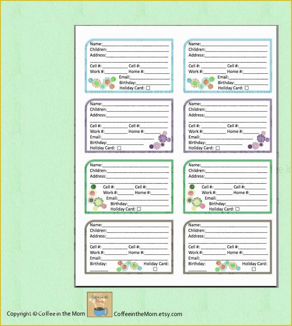 Templates for Pages Free Download Of Address Book Contact List Pdf Printable Digital Download