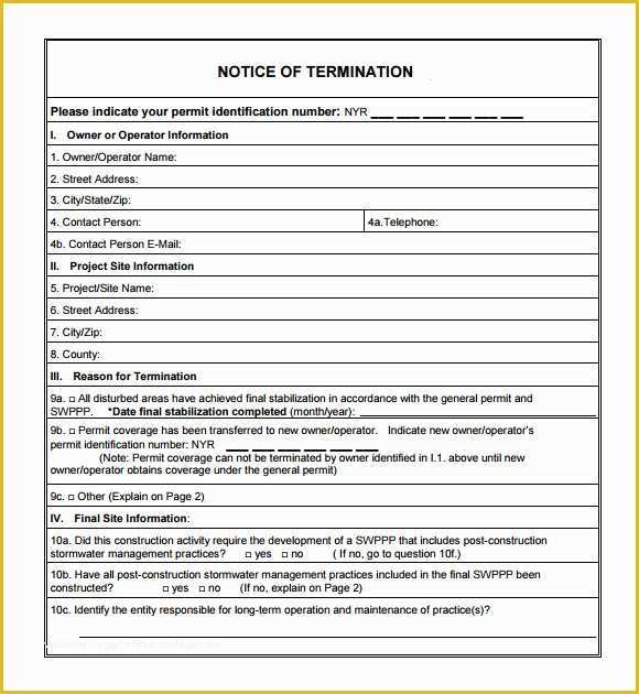 Termination form Template Free Of 7 Termination Notice Samples