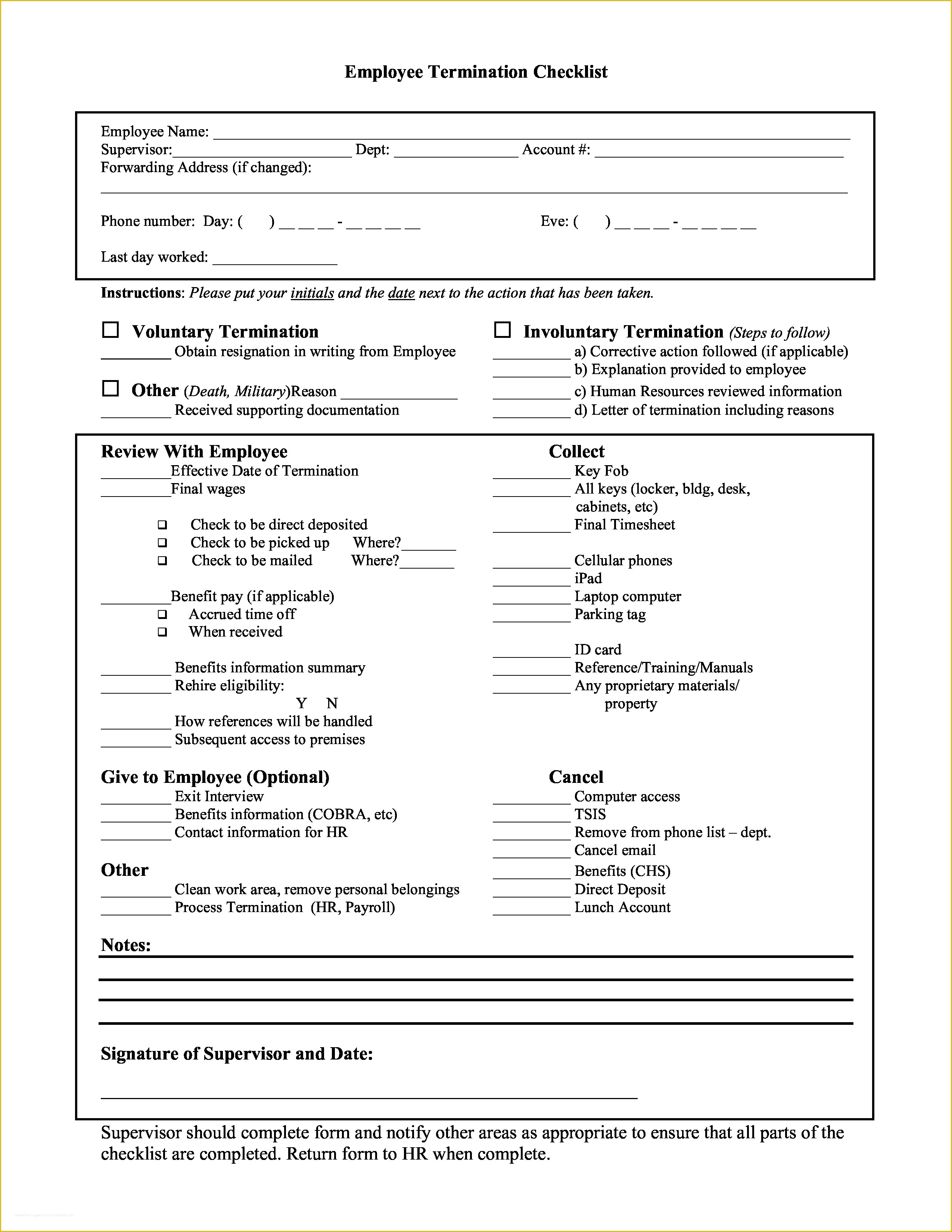 Termination form Template Free Of Free Employee Termination Checklist form