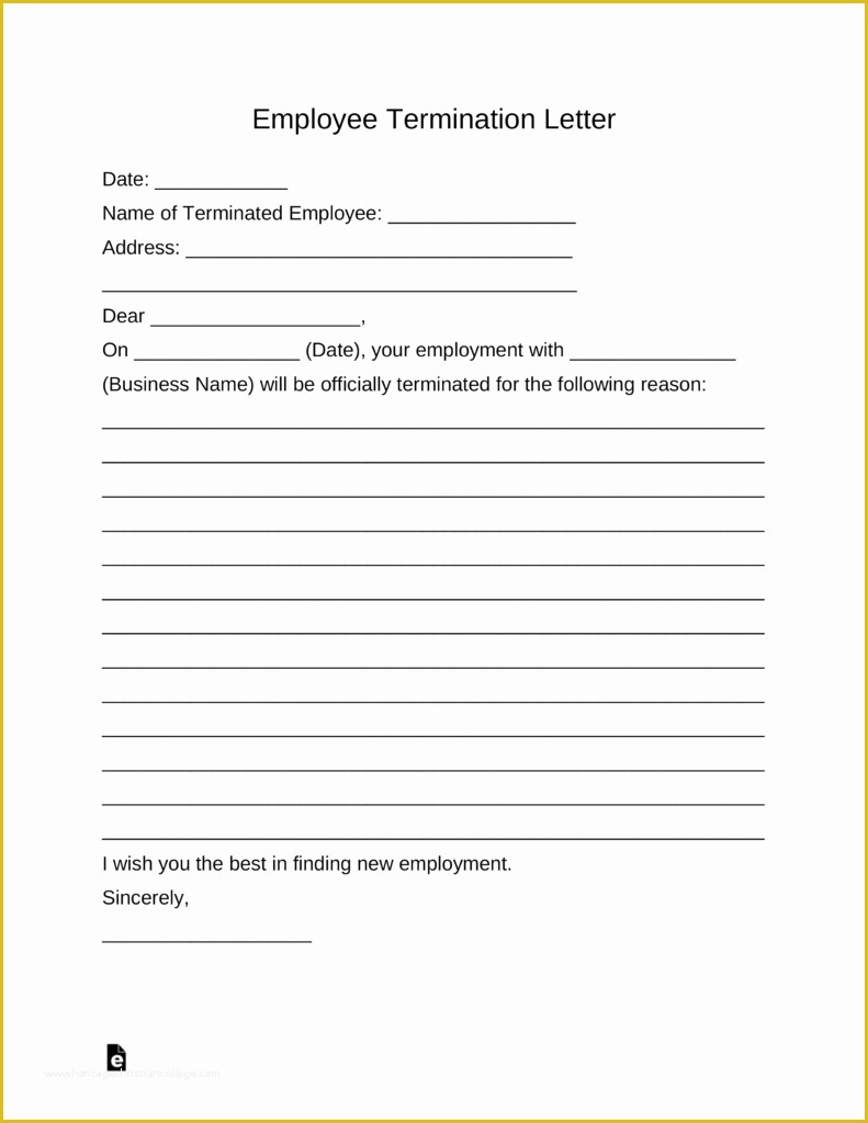 Termination form Template Free Of Free Employee Termination Letter Template Pdf