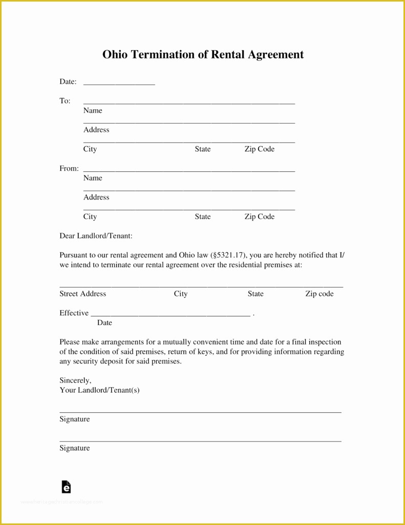 Termination form Template Free Of Free Ohio Lease Termination Letter form
