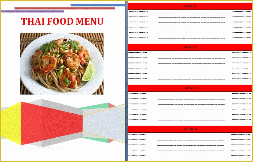 Thai Restaurant Menu Templates Free Of 8 Create A Menu Free