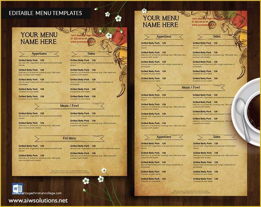 Thai Restaurant Menu Templates Free Of Design &amp; Templates Menu Templates Wedding Menu Food