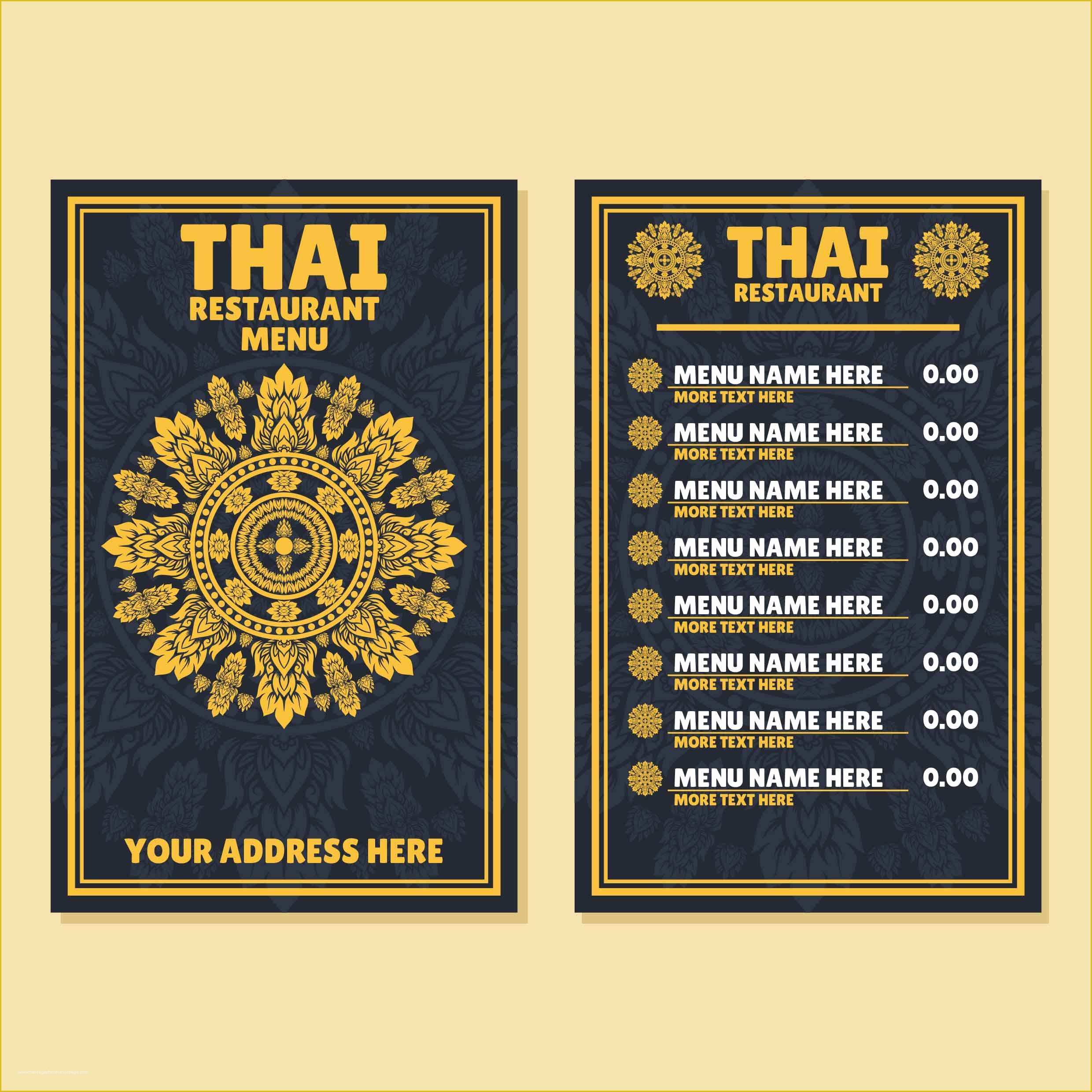 Thai Restaurant Menu Templates Free Of Thai Menu Template Download Free Vector Art Stock