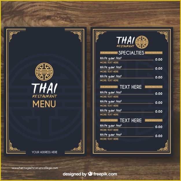 Thai Restaurant Menu Templates Free Of Thai Menu Template Vector