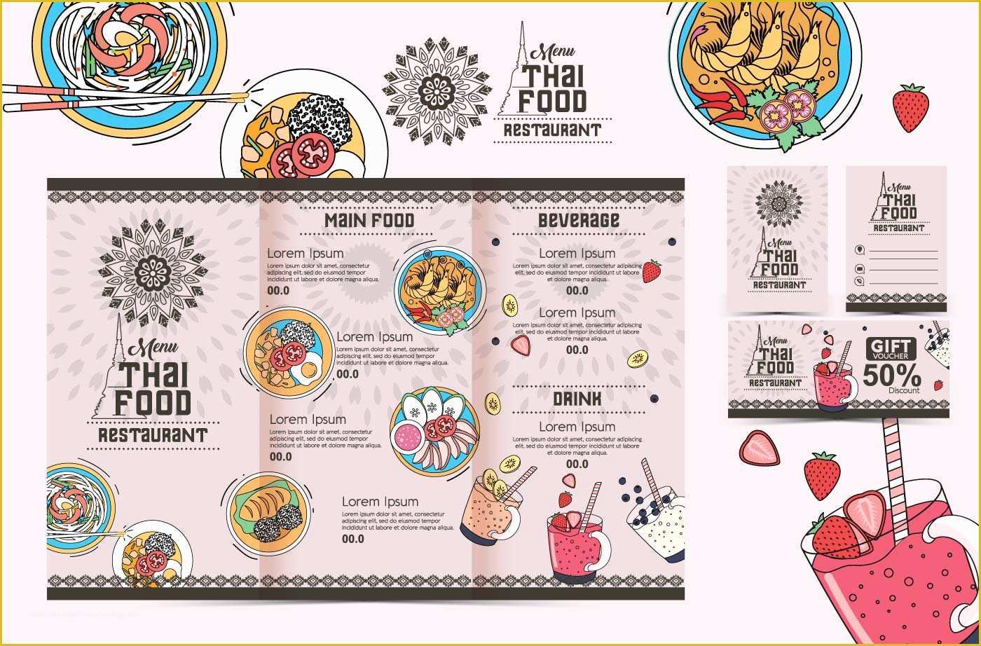 Thai Restaurant Menu Templates Free Of Thai Menu Template Vector Vol 3 Download Free Vector Art