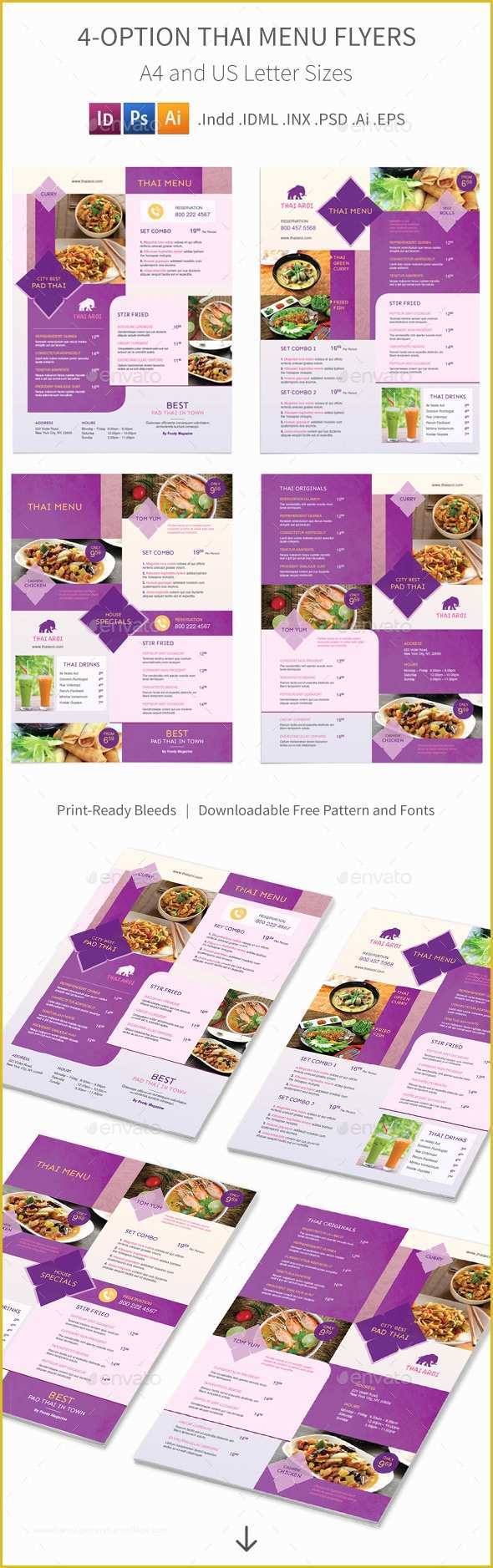 Thai Restaurant Menu Templates Free Of Thai Restaurant Menu Flyers 3 – 4 Options by Mike Pantone