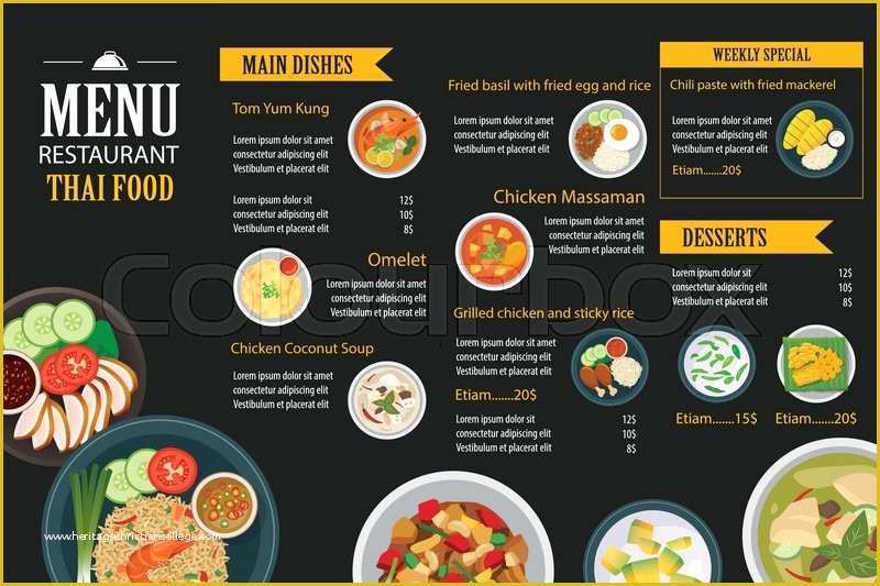 Thai Restaurant Menu Templates Free Of Vector Thai Food Restaurant Menu