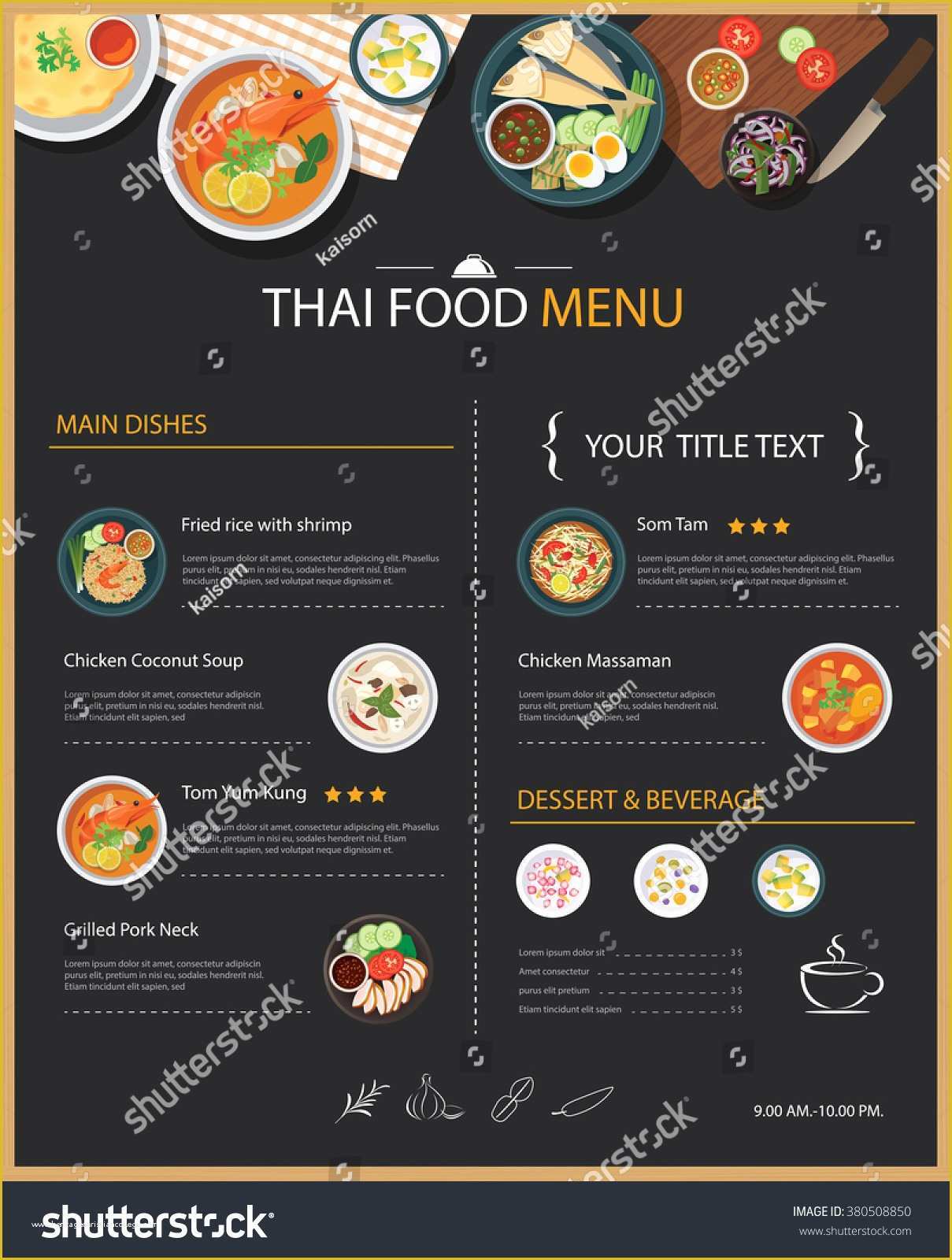 Thai Restaurant Menu Templates Free Of Vector Thai Food Restaurant Menu Template Flat Design