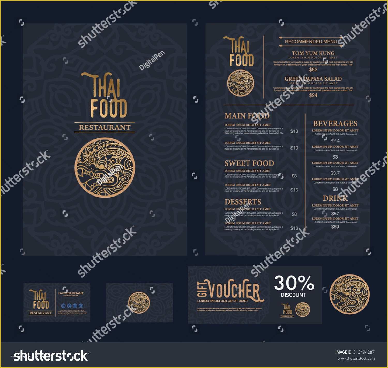 Thai Restaurant Menu Templates Free Of Vector Thai Food Restaurant Menu Template Stock Vector