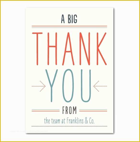 Thank You Template Free Of 18 Business Thank You Cards