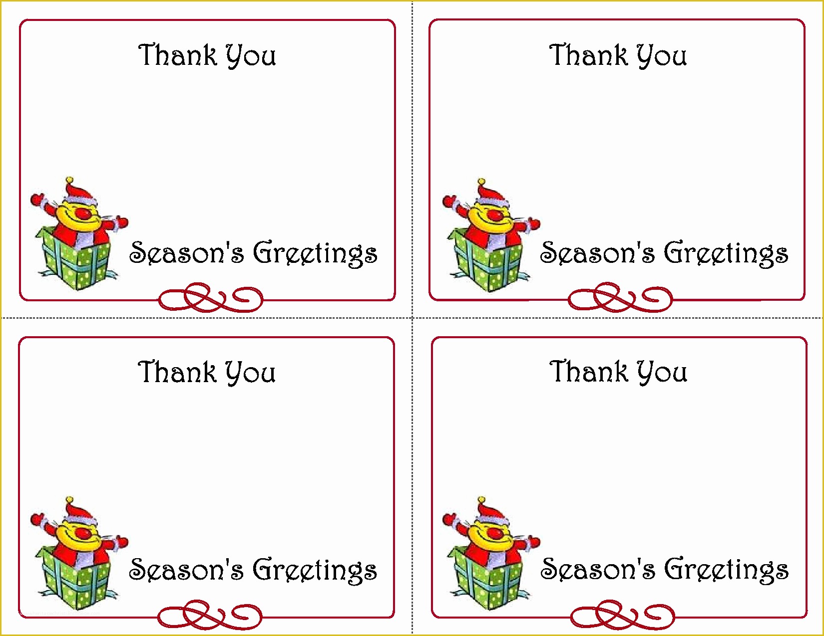 Thank You Template Free Of 8 Best Of Printable Christmas Gift Cards Free