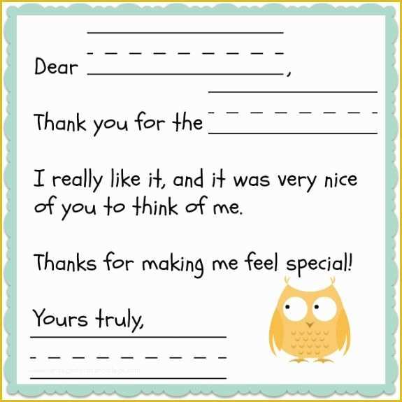 Thank You Template Free Of Thank You Note Template for Kids Free