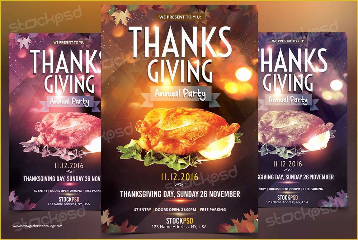 Thanksgiving Flyer Template Free Of Thanksgiving Annual Party Free Psd Flyer Template Stockpsd