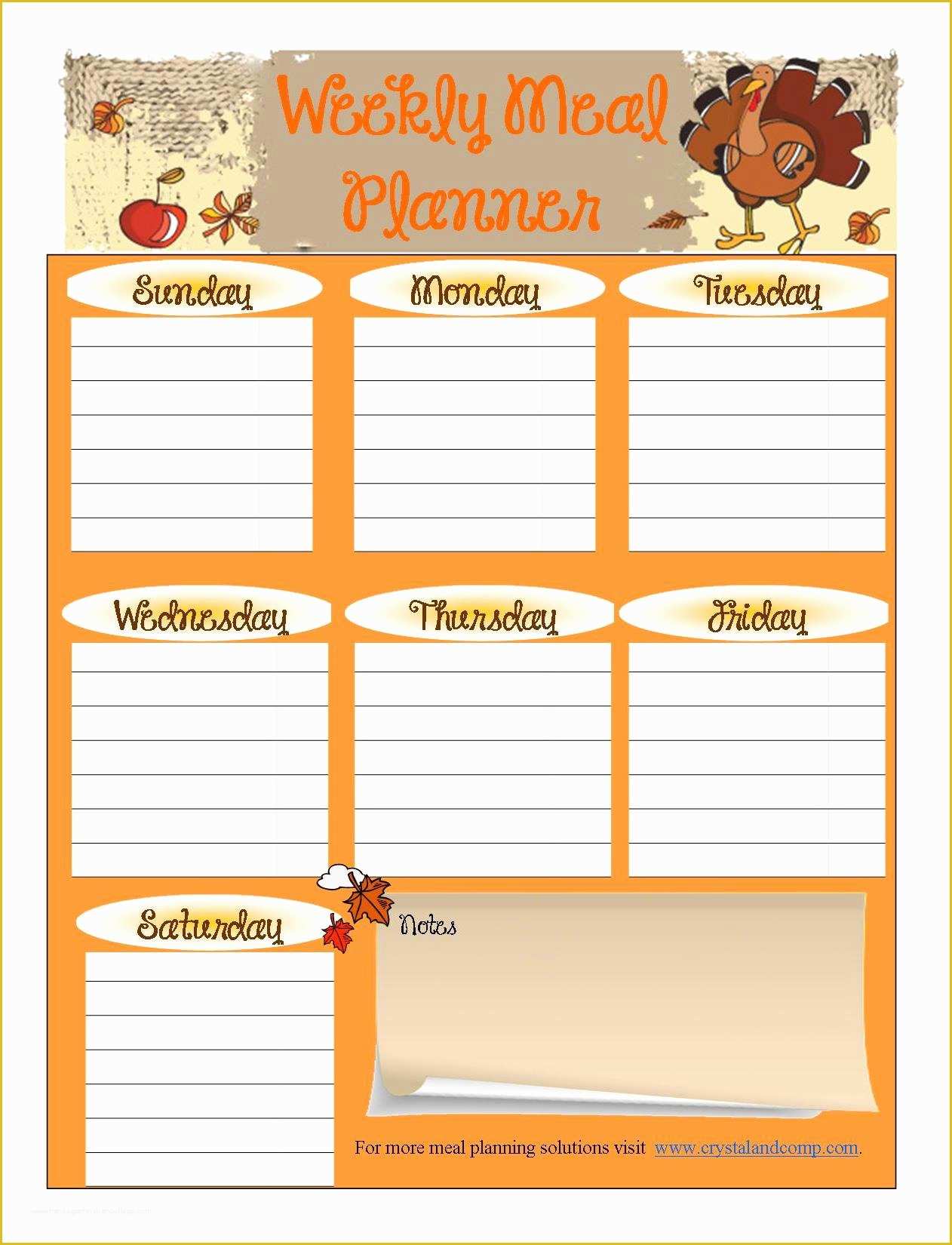 Thanksgiving Menu Template Free Of Free Printable Meal Planner November