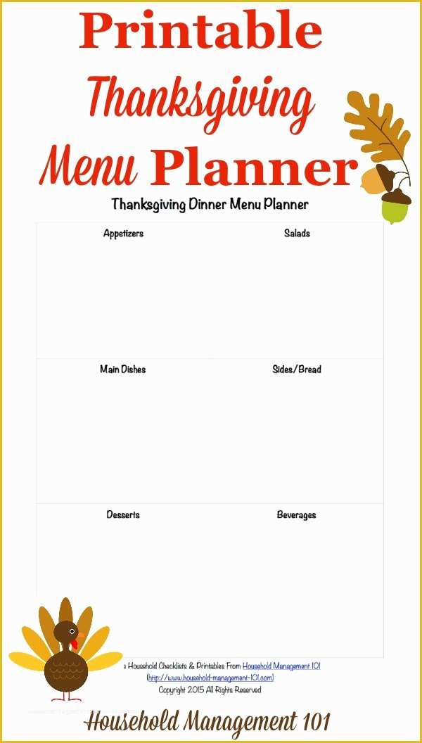 Thanksgiving Menu Template Free Of Free Printable Thanksgiving Dinner Menu Planner