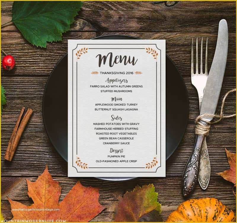 Thanksgiving Menu Template Free Of Free Printable Thanksgiving Menu