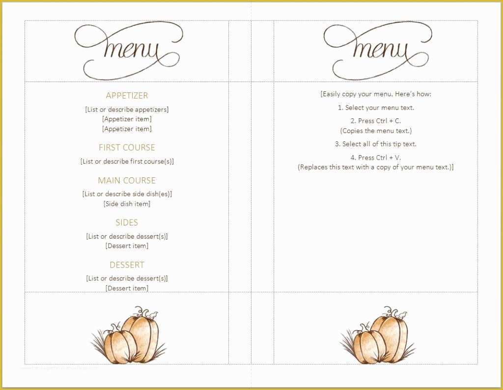 Thanksgiving Menu Template Free Of Free Thanksgiving Menu Template