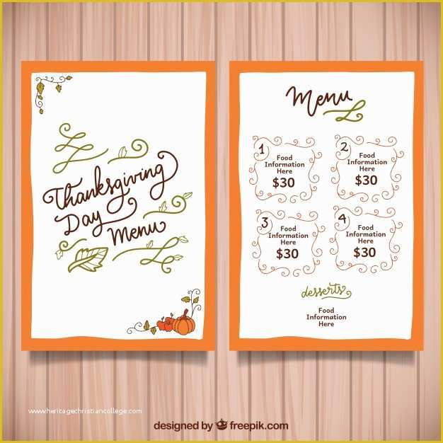 Thanksgiving Menu Template Free Of Hand Drawn Thanksgiving Menu Template Vector