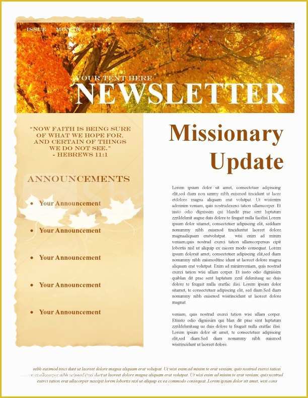 Thanksgiving Newsletter Template Free Of Fall Missionary Update Newsletter Template