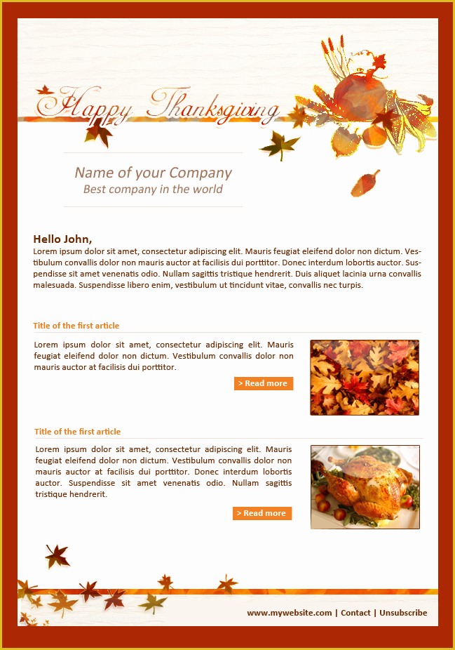 Thanksgiving Newsletter Template Free Printable Templates