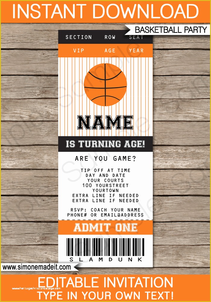 Ticket Invitation Template Free Of Basketball Ticket Invitation Template