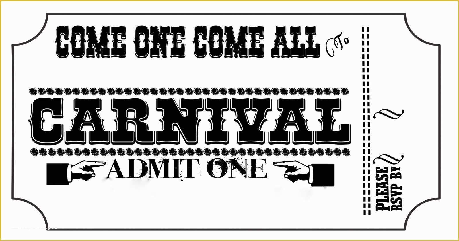 Ticket Invitation Template Free Of Carnival Tickets Templates Free