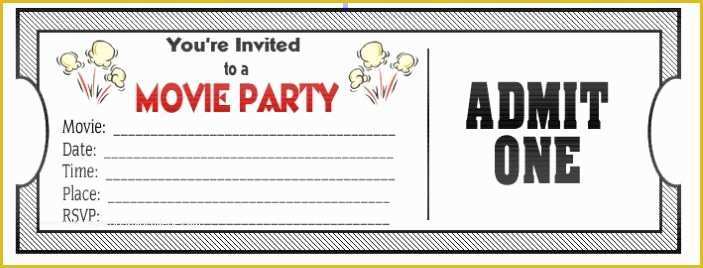 Ticket Invitation Template Free Of Movie Ticket Birthday Invitations Printable