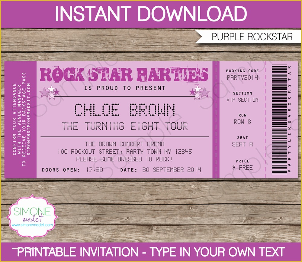 Ticket Invitation Template Free Of Rock Star Party Ticket Invitations Template