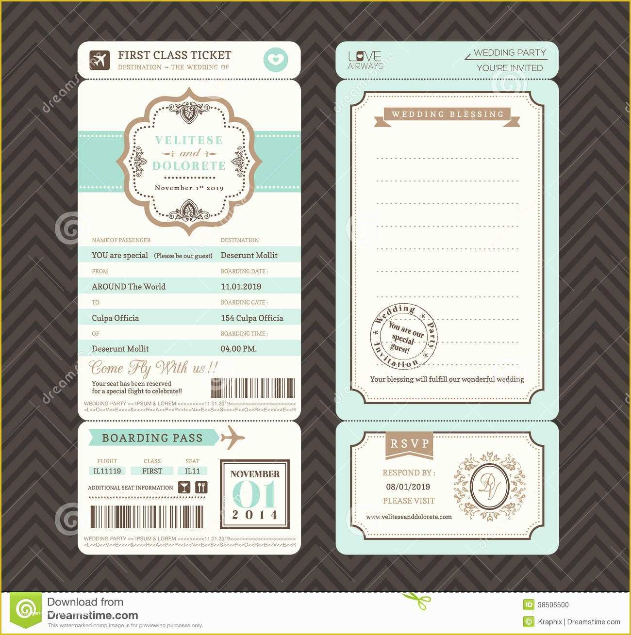 Ticket Invitation Template Free Of Wedding Ticket Invitation Template