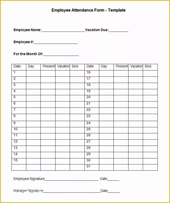 Time and attendance Templates Free Of 6 Time and attendance forms Hr Templates