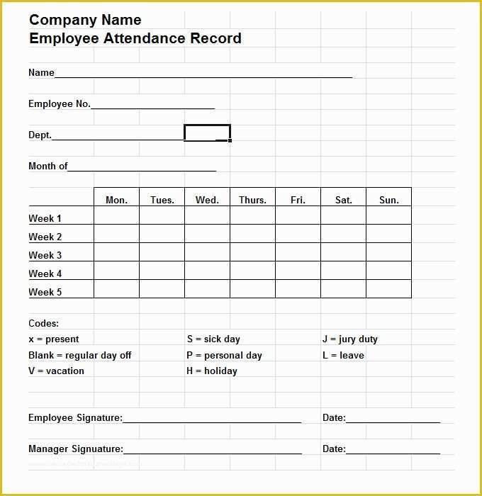 Time and attendance Templates Free Of 6 Time and attendance forms Hr Templates