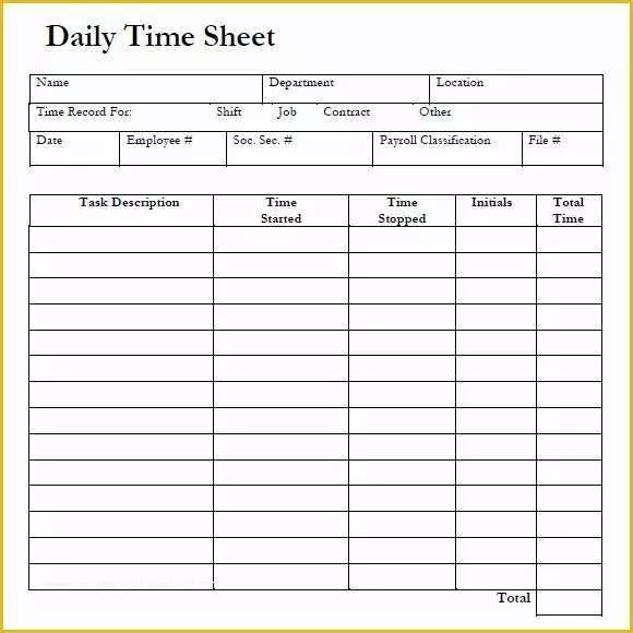 Time and attendance Templates Free Of 8 Sample Daily Timesheet Templates