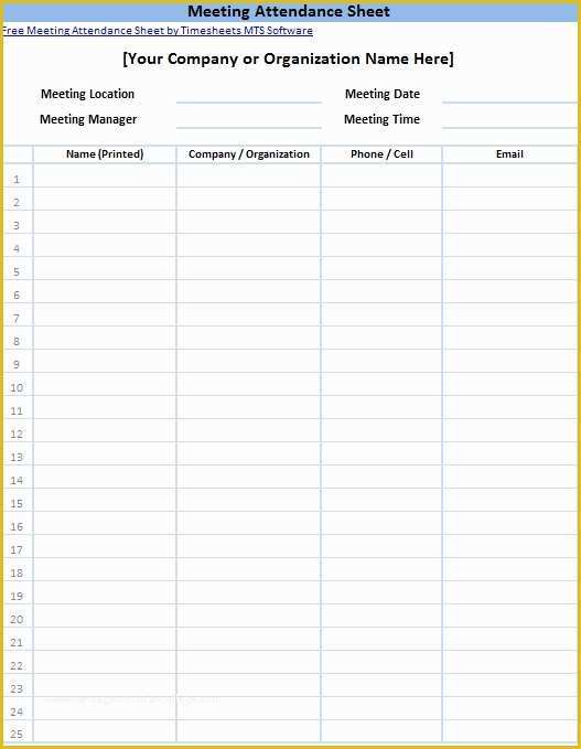 Time and attendance Templates Free Of attendance List Template