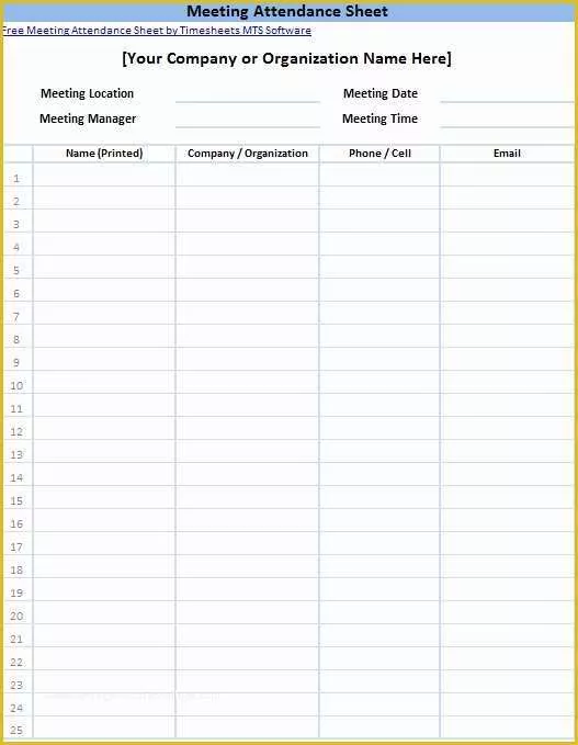 Time and attendance Templates Free Of attendance List Template