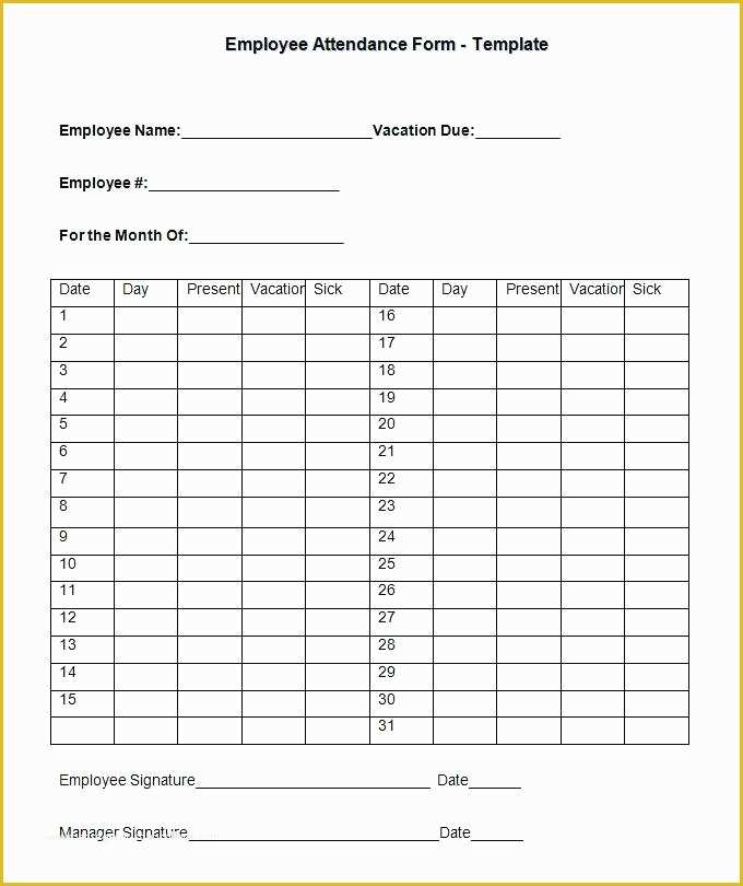 Time and attendance Templates Free Of Download by Free attendance forms for Employee Monthly