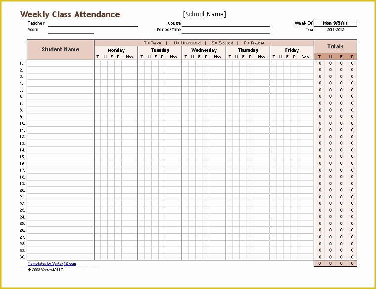 Time and attendance Templates Free Of Free attendance Tracking Templates and forms