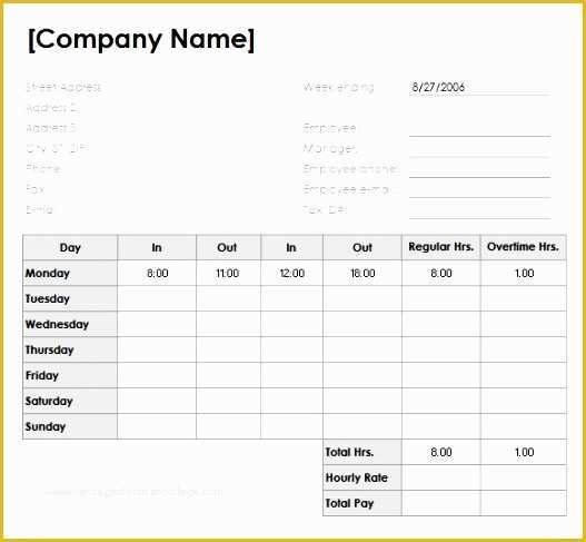 Timesheet Invoice Template Free Of 9 Timesheet Excel Templates Exceltemplates Exceltemplates