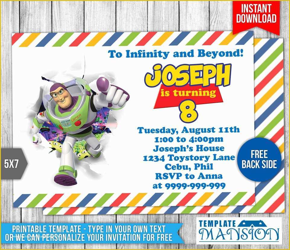 Toy Story Birthday Invitations Template Free Of Buzz Lightyear toy Story Birthday Invitation 1 by