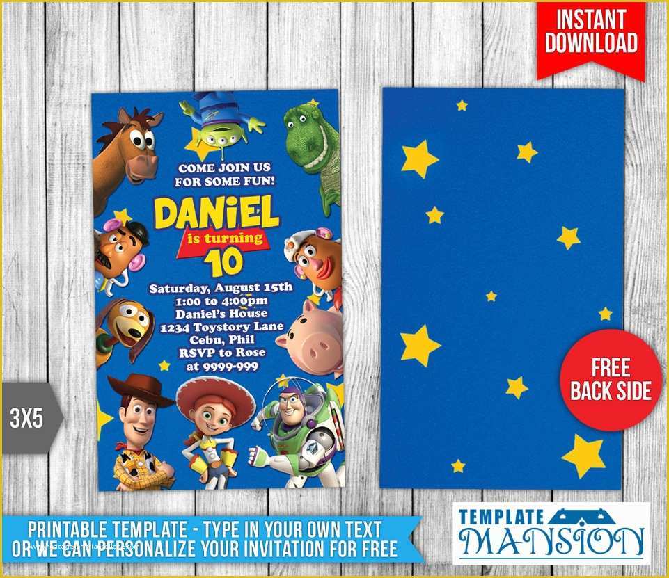 Toy Story Birthday Invitations Template Free Of Disney S toy Story Birthday Invitation by Templatemansion