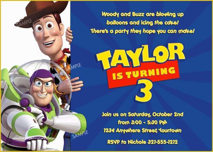 Toy Story Birthday Invitations Template Free Of Free Personalized toy Story Birthday Invitations Template