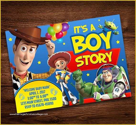 Toy Story Birthday Invitations Template Free Of toy Story Baby Shower Invite Card Baby Shower Digital