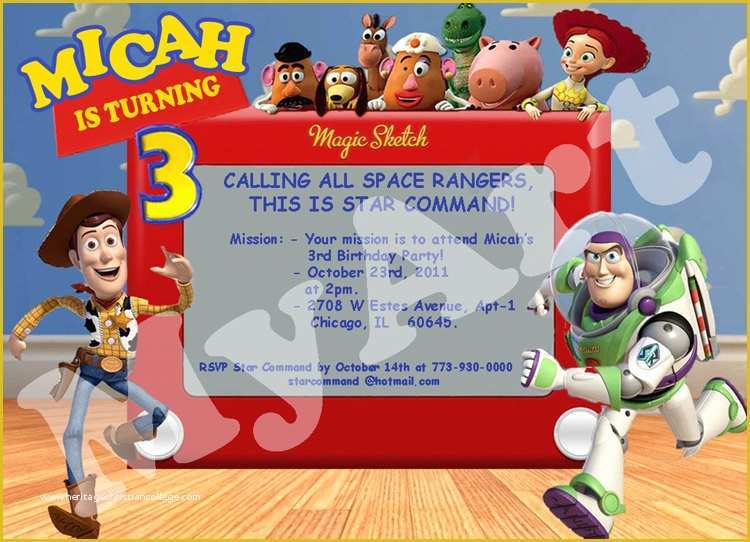 Toy Story Birthday Invitations Template Free Of toy Story Birthday Invitation