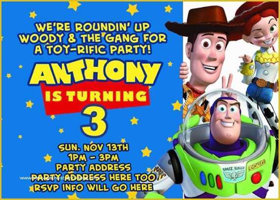 Toy Story Birthday Invitations Template Free Of toy Story Invitation Digital File 4x6 or 5x7 by Digitalparties