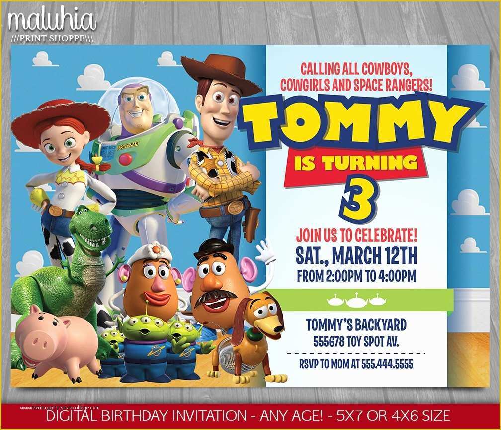 Toy Story Birthday Invitations Template Free Of toy Story Invitation toy Story Invite Disney Pixar toy