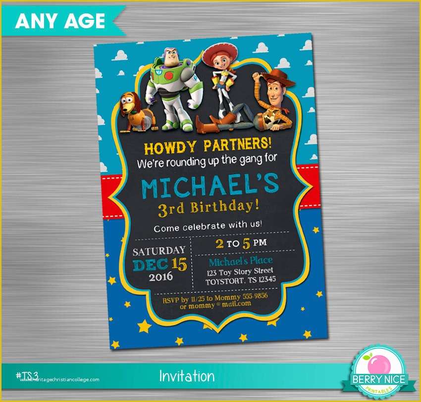 Toy Story Birthday Invitations Template Free Of toy Story Print Yourself Invitation toy Story Birthday