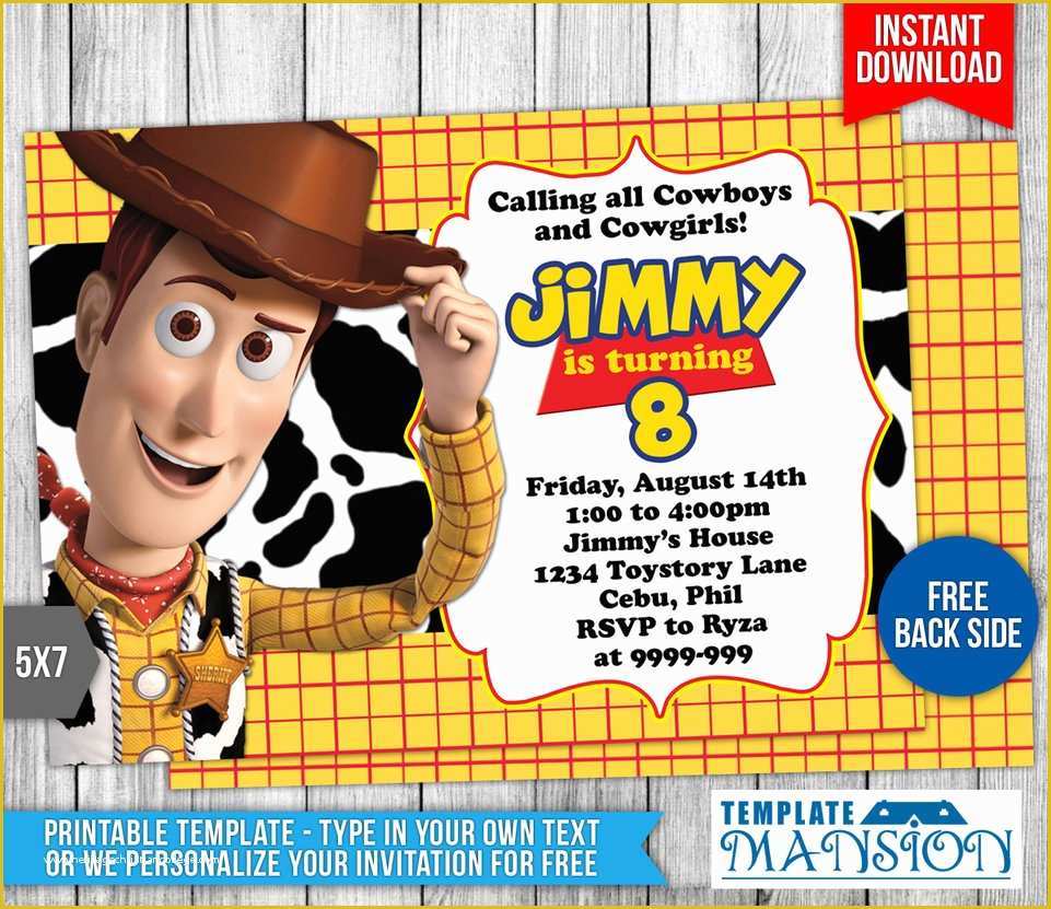 Toy Story Birthday Invitations Template Free Of Woody toys Story Birthday Invitation by Templatemansion On