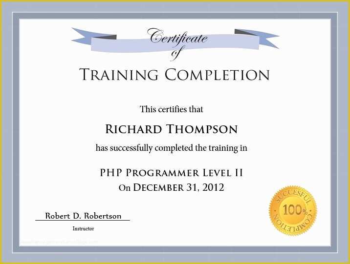 Training Certificate Template Free Of 11 Free Sample Training Certificate Templates Printable